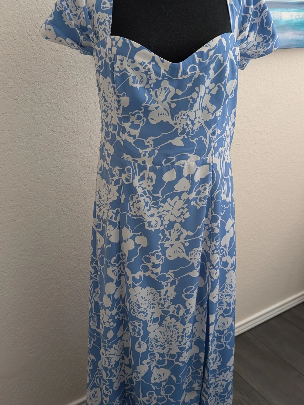 Abercrombie & Fitch Light Blue and White Floral Maxi Dress